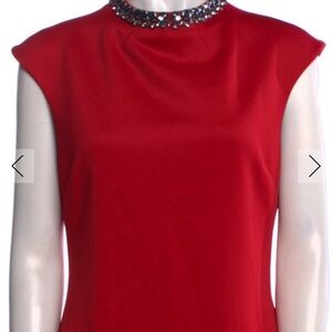 Ted Baker London Red Midi jewelry Dress Sz Large  (Ted Sz4 ) like new, stunning